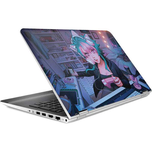 Anime Catgirl Gamer Nerd by Ivy Dolamore HP Pavilion Skin